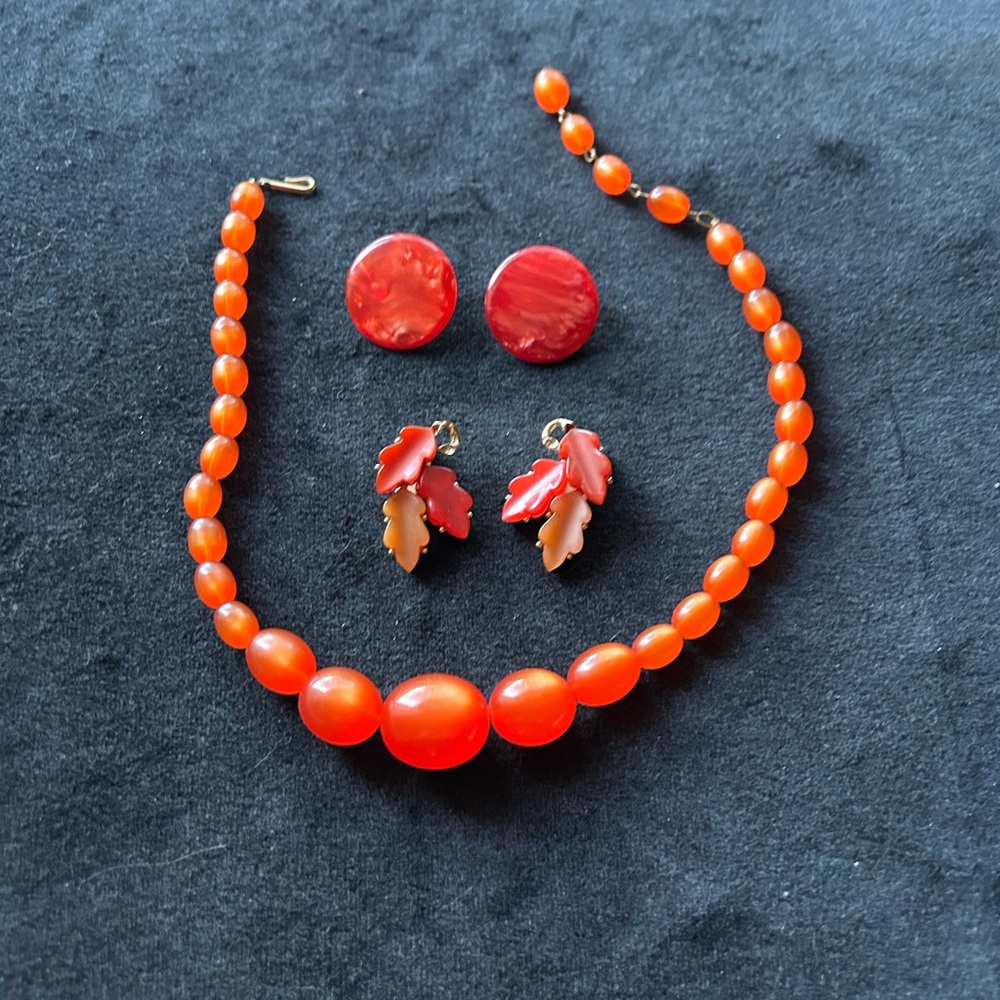Orange Vintage Lucite Jewelry Set